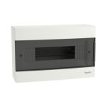 SCHNEIDER EZ9EUC112 EASY9 EU Kiselosztó, 12 modul, PE+N sínnel, füstszínű ajtóval, falon kívüli