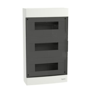 SCHNEIDER EZ9EUC312 EASY9 EU Kiselosztó, 36 modul, PE+N sínnel, füstszínű ajtóval, falon kívüli