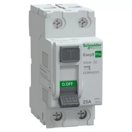   SCHNEIDER EZ9R49225 EASY9 PRO Áram-védőkapcsoló, A osztály, 2P, 25A, 30mA (R9R02225 Követő típus ) 