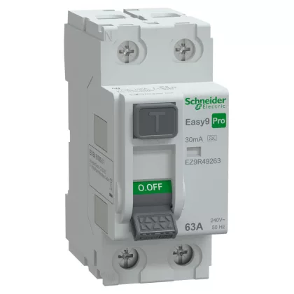   SCHNEIDER EZ9R49263 EASY9 PRO Áram-védőkapcsoló, A osztály, 2P, 63A, 30mA (R9R01263 Követő Típusa)