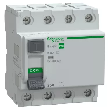 SCHNEIDER EZ9R49425 EASY9 PRO Áram-védőkapcsoló, A osztály, 4P, 25A, 30mA (R9R02425 követő típusa)