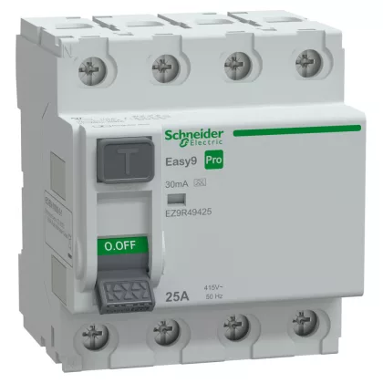   SCHNEIDER EZ9R49425 EASY9 PRO Áram-védőkapcsoló, A osztály, 4P, 25A, 30mA (R9R02425 követő típusa)