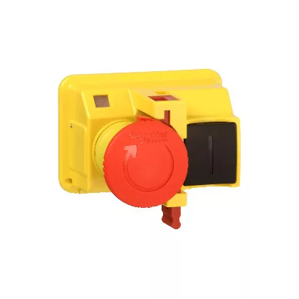 SCHNEIDER GV2K04 Lakatolható vészgomb fej, elforgatva kioldó