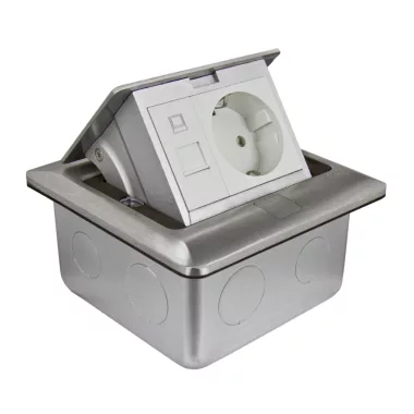 SCHNEIDER INS52172 UNICA SYSTEM+ Padlócsatlakozó S, négyzet, 2P+F és 1xRJ45 aljzattal