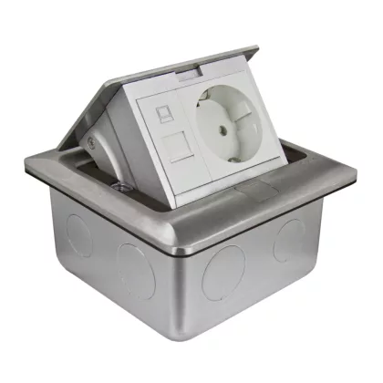   SCHNEIDER INS52172 UNICA SYSTEM+ Padlócsatlakozó S, négyzet, 2P+F és 1xRJ45 aljzattal