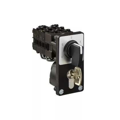   SCHNEIDER K1K015NZ4 Harmony K komplett bütykös kapcsoló, 12A, 6 csavaros rögzítés, kulcsos, 3P, 5 fokozatú +0 léptetőkapcsoló