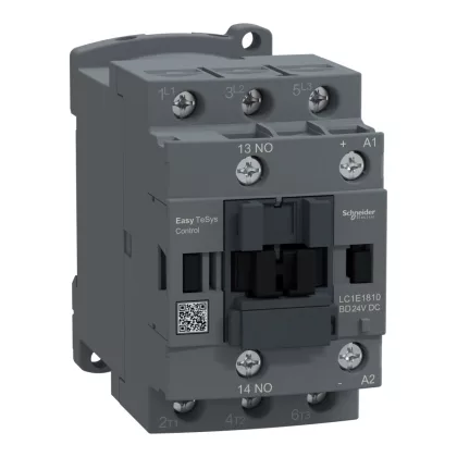  SCHNEIDER LC1E1810BD Contactor,Easy TeSys Control,LC1E,3P(3NO),AC-3/AC-3e,<=440V,18A,24V DC coil,1 NO auxiliary contact