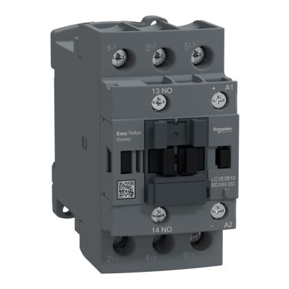   SCHNEIDER LC1E3810BD Contactor,Easy TeSys Control,LC1E,3P(3NO),AC-3/AC-3e,<=440V,38A,24V DC coil,1 NO auxiliary contact