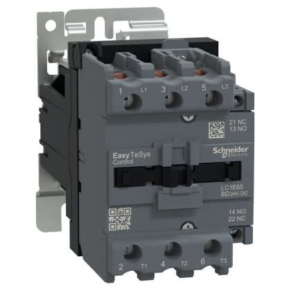   SCHNEIDER LC1E65BD Contactor,Easy TeSys Control,LC1E,3P(3NO),AC-3/AC-3e,<=440V,65A,24V DC coil