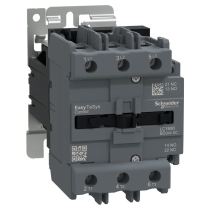   SCHNEIDER LC1E80BD Contactor,Easy TeSys Control,LC1E,3P(3NO),AC-3/AC-3e,<=440V,80A,24V DC coil