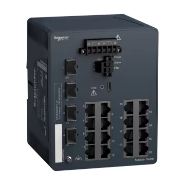 SCHNEIDER MCSESM203F4LG0 Modicon Managed Switch, 16 port + 4 Gigabit SFP