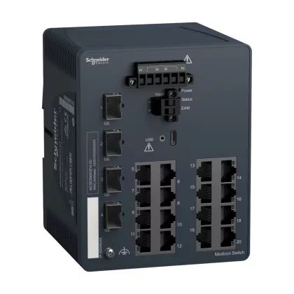   SCHNEIDER MCSESM203F4LG0 Modicon Managed Switch, 16 port + 4 Gigabit SFP