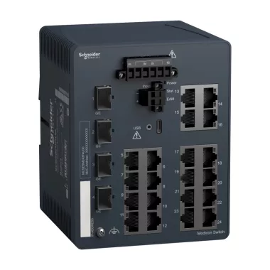 SCHNEIDER MCSESM243F4LG0 Modicon Managed Switch, 20 port + 4 Gigabit SFP