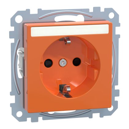   SCHNEIDER MEG2302-0302 MERTEN 2P+F csatlakozóaljzat, biztonsági zsaluval, feliratozható, rugós bekötés, 16A, System-M, narancs