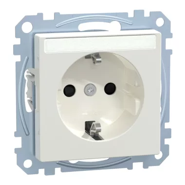 SCHNEIDER MEG2302-0319 MERTEN 2P+F csatlakozóaljzat, biztonsági zsaluval, feliratozható, rugós bekötés, 16A, System-M, polárfehér