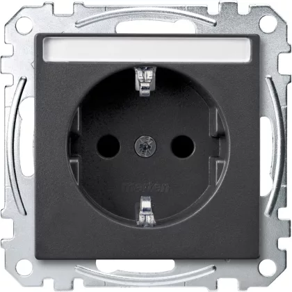 SCHNEIDER MEG2302-0414 MERTEN 2P+F csatlakozóaljzat, biztonsági zsaluval, feliratozható, rugós bekötés, 16A, System-M, antracit