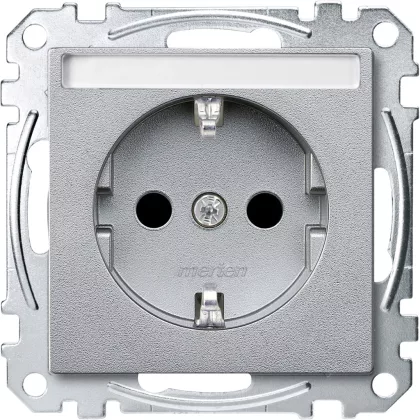 SCHNEIDER MEG2302-0460 MERTEN 2P+F csatlakozóaljzat, biztonsági zsaluval, feliratozható, rugós bekötés, 16A, System-M, alumínium