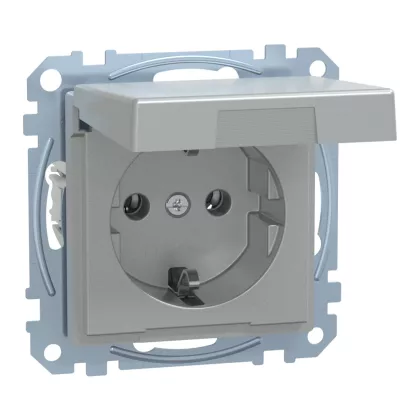 SCHNEIDER MEG2310-0460 MERTEN 2P+F csatlakozóaljzat, biztonsági zsaluval, csapófedéllel, rugós bekötés, 16A, System-M, alumínium