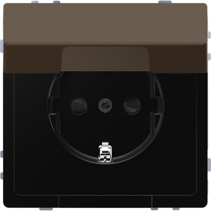 SCHNEIDER MEG2310-6052 MERTEN 2P+F csatlakozóaljzat, biztonsági zsaluval, csapófedéllel, rugós bekötés, 16A, D-Life, mokka