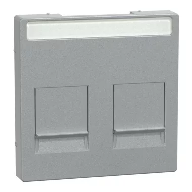 SCHNEIDER MEG4564-0460 MERTEN Fedlap, 2xRJ45 moduláris betétekhez, feliratozható, System-M, alumínium