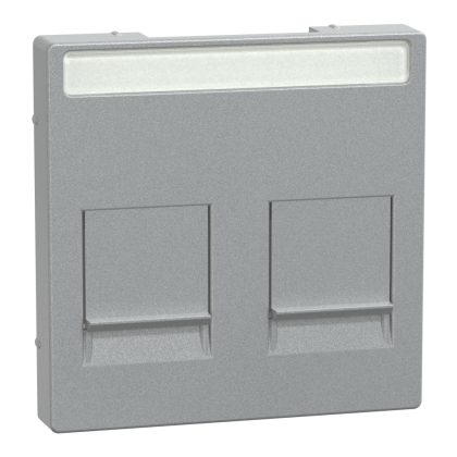   SCHNEIDER MEG4564-0460 MERTEN Fedlap, 2xRJ45 moduláris betétekhez, feliratozható, System-M, alumínium