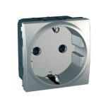   SCHNEIDER MGU3.037.30 Unica 2P + F socket with child protection, screw connection, without mounting frame, 16A, aluminum