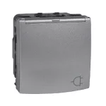   SCHNEIDER MGU3.037.30TA Unica 2P + F socket with child protection, pin cover, screw connection, without mounting frame, 16A, aluminum