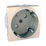   SCHNEIDER MGU3.040.25 Unica 2P+F 45° dugalj csatlakozóaljzat gyermekvédelemmel, csavaros bekötés, rögzítőkeret nélkül, 16A, krém