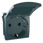   SCHNEIDER MGU3.057.12TA Unica 2P + F socket with child protection, pin cover, spring-loaded connection, without mounting frame, 16 A, graphite