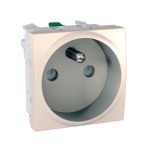   SCHNEIDER MGU3.059.25 Unica 2P + F double pin socket with child protection, spring-loaded connection, without mounting frame, 16A, cream
