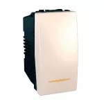   SCHNEIDER MGU3.161.25S Unica Single-pole switch, test light, screw connection, without mounting frame, 1-module, 16AX, cream