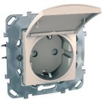   SCHNEIDER MGU50.037.25TAZ UNICA 2P+F dugalj csatlakozóaljzat, gyermekvédelemmel és csapfedéllel, csavaros bekötés, 16A, krém