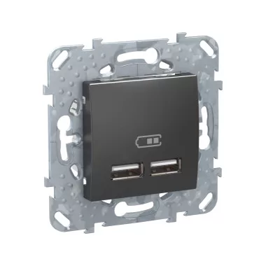 SCHNEIDER MGU5.418.12ZD UNICA Dupla USB töltő, 2.1A, grafit SCHNEIDER MGU5.418.12ZD UNICA Dupla USB töltő, 2.1A, grafit