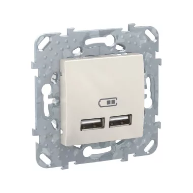 SCHNEIDER MGU5.418.25ZD UNICA Dupla USB töltő, 2.1A, krém SCHNEIDER MGU5.418.25ZD UNICA Dupla USB töltő, 2.1A, krém
