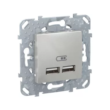 SCHNEIDER MGU5.418.30ZD UNICA Dupla USB töltő, 2.1A, alumínium SCHNEIDER MGU5.418.30ZD UNICA Dupla USB töltő, 2.1A, alumínium