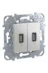 SCHNEIDER MGU5.929.30ZD UNICA Dupla USB 2.0 csatlakozó, alumínium