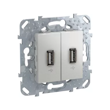 SCHNEIDER MGU5.929.30ZD UNICA Dupla USB 2.0 csatlakozó, alumínium