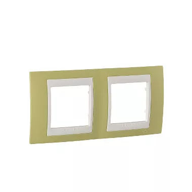 SCHNEIDER MGU6.004.563 UNICA Plus kettes vízszintes keret, krém betéttel, almazöld SCHNEIDER MGU6.004.563 UNICA Plus kettes vízszintes keret, krém betéttel, almazöld