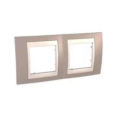 SCHNEIDER MGU6.004.574 UNICA Plus kettes vízszintes keret, krém betéttel, szahara SCHNEIDER MGU6.004.574 UNICA Plus kettes vízszintes keret, krém betéttel, szahara