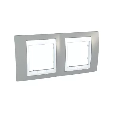 SCHNEIDER MGU6.004.865 UNICA Plus kettes vízszintes keret, fehér betéttel, ködszürke