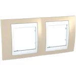   SCHNEIDER MGU6.004.867 UNICA Plus kettes vízszintes keret, fehér betéttel, homok