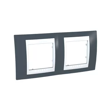 SCHNEIDER MGU6.004.877 UNICA Plus kettes vízszintes keret, fehér betéttel, palaszürke SCHNEIDER MGU6.004.877 UNICA Plus kettes vízszintes keret, fehér betéttel, palaszürke