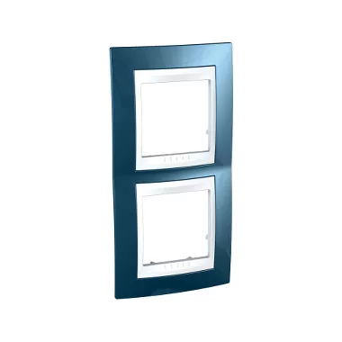 SCHNEIDER MGU6.004V.854 UNICA Plus kettes függőleges keret, fehér betéttel, gleccserkék SCHNEIDER MGU6.004V.854 UNICA Plus kettes függőleges keret, fehér betéttel, gleccserkék