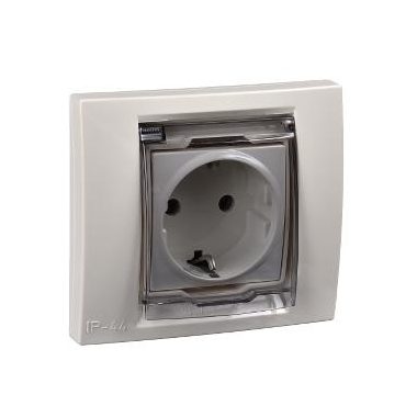 SCHNEIDER MGU61.037.25 UNICA 2P+F dugalj csatlakozóaljzat, gyermekvédelemmel, csavaros bekötés, 16A, krém