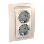   SCHNEIDER MGU63.067.25 UNICA 2x2P+F dugalj csatlakozóaljzat gyermekvédelemmel, csavaros bekötés, 16A, krém