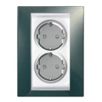   SCHNEIDER MGU63.067.824 UNICA 2x2P+F dugalj csatlakozóaljzat gyermekvédelemmel, csavaros bekötés, 16A, fehér/pezsgőszürke