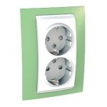   SCHNEIDER MGU63.067.863 UNICA 2x2P+F dugalj csatlakozóaljzat gyermekvédelemmel, csavaros bekötés, 16A, fehér/almazöld