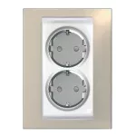   SCHNEIDER MGU63.067.867 UNICA 2x2P+F dugalj csatlakozóaljzat gyermekvédelemmel, csavaros bekötés, 16A, fehér/homok