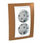   SCHNEIDER MGU63.067.869 UNICA 2x2P+F dugalj csatlakozóaljzat gyermekvédelemmel, csavaros bekötés, 16A, fehér/narancs