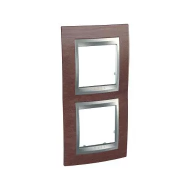 SCHNEIDER MGU66.004V.0M4 UNICA Top kettes függőleges keret, alumínium betéttel, dohány fa SCHNEIDER MGU66.004V.0M4 UNICA Top kettes függőleges keret, alumínium betéttel, dohány fa
